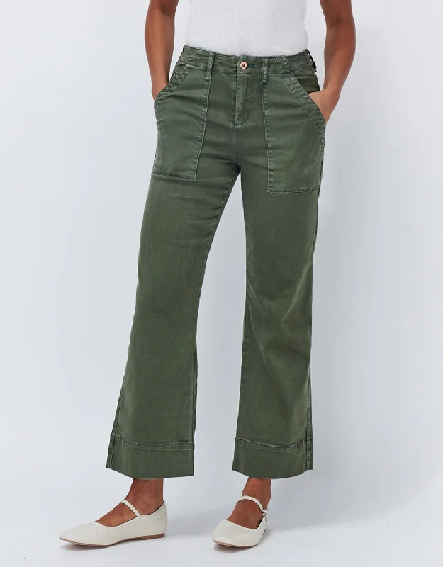 Celeste Wide Leg Jeans - Khaki