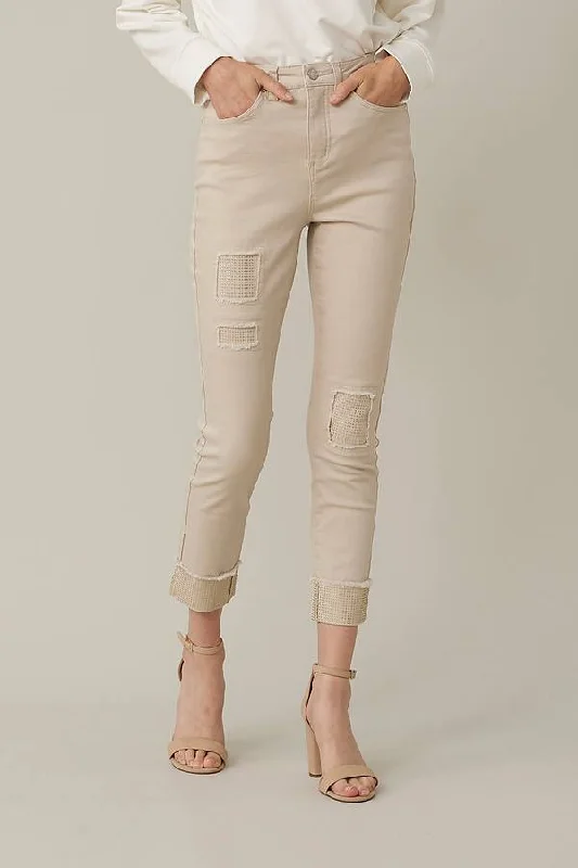 Joseph Ribkoff Embellished Patch Moonstone Jeans - 221918