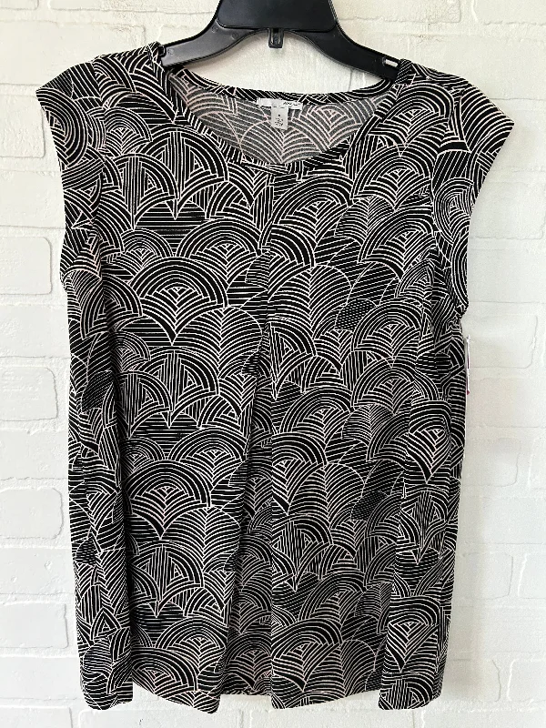 Black & Cream Top Sleeveless Halogen, Size S