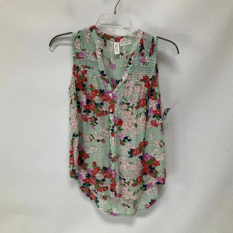 Floral Print Top Sleeveless Meadow Rue, Size Xs