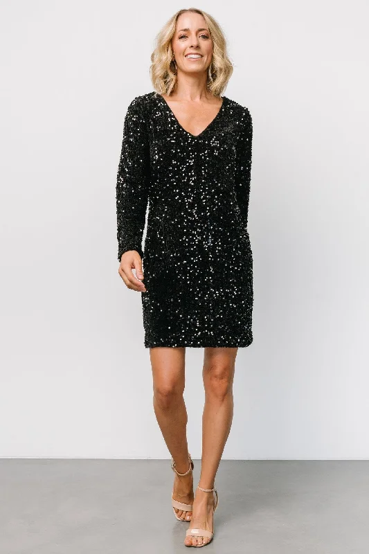 Betty Sequin Short Dress | Black