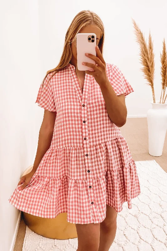 Huxley Mini Dress Pink Gingham