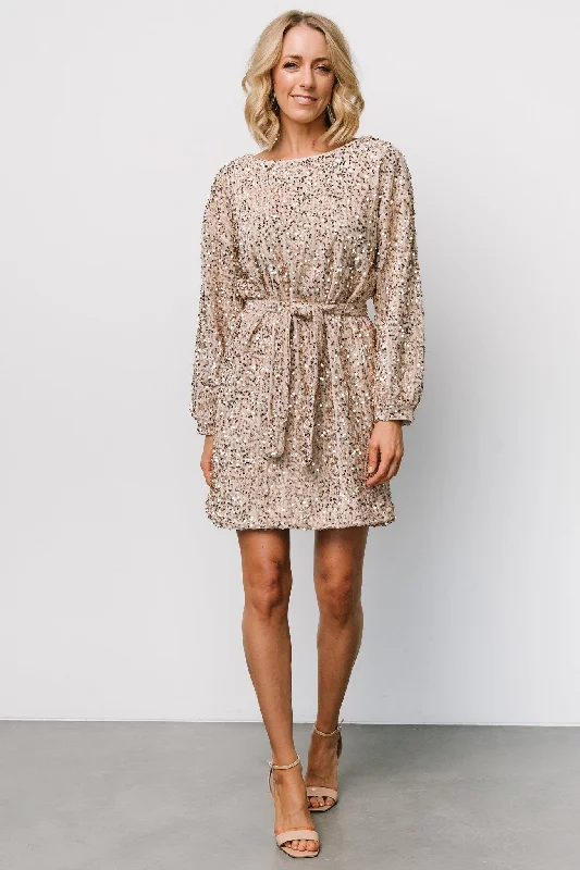 Jelena Sequin Short Dress | Champagne