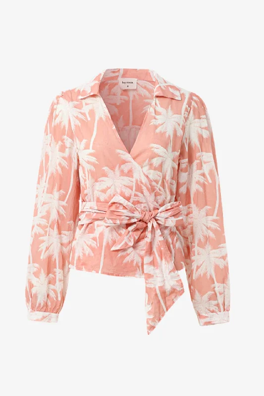 Evolve Blush Palms Wrap Shirt