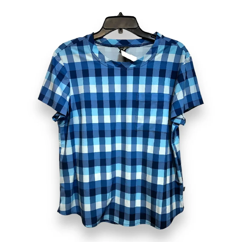 Top Short Sleeve Basic By Eddie Bauer In Checkered Pattern, Size: L