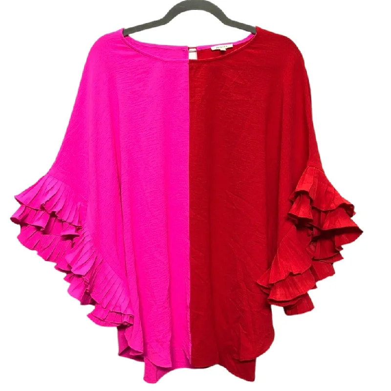 Top Short Sleeve By Jodifl In Pink & Red, Size: L