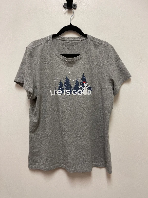 Top Short Sleeve By Life Is Good In Grey, Size: Xl