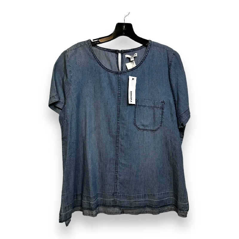 Top Short Sleeve By Sonoma In Blue Denim, Size: L