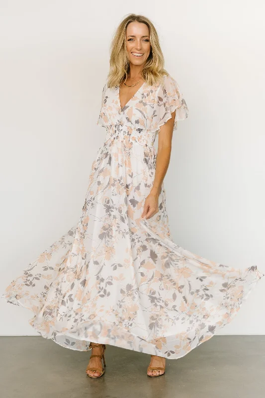 Lynlee Metallic Maxi Dress | Off White Print