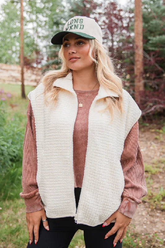 Make The Call Cream Quilted Vest