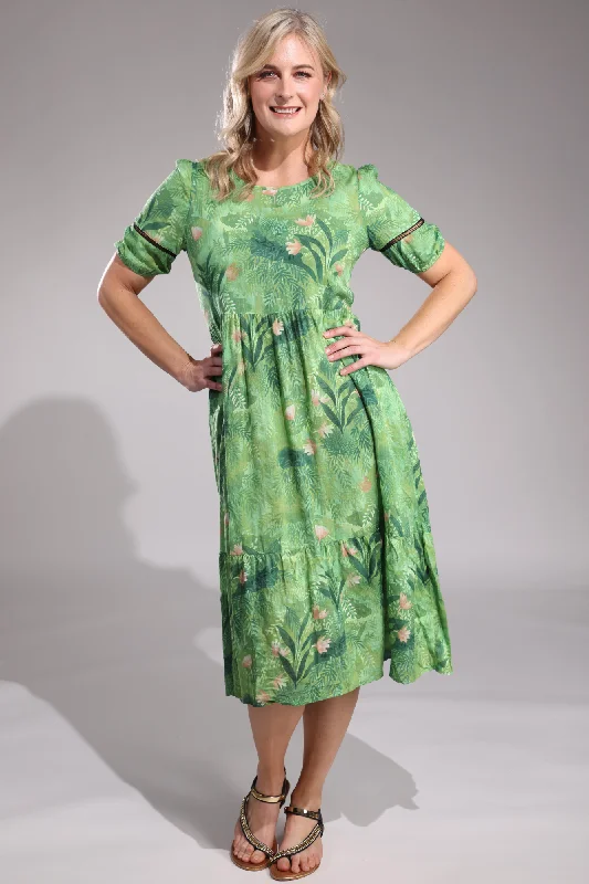 Viscose Blend Midi Dress | Green Fern | 6532A1