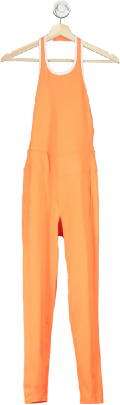 Free People Orange Halterneck Activewear Jumpsuit UK S