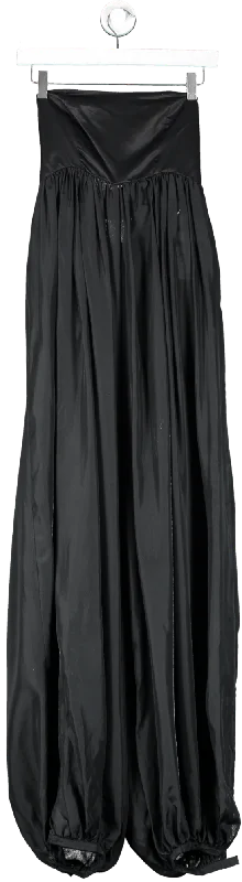 Kalita Black Solstice Strapless Cotton And Silk Blend Sateen And Habotai Bow-back Jumpsuit UK M