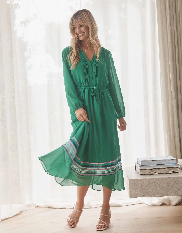 Madison Avenue Midi Dress - Emerald