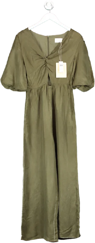 Sancia Olive Green Linen/tencel Blend Jumpsuit Bnwt UK S