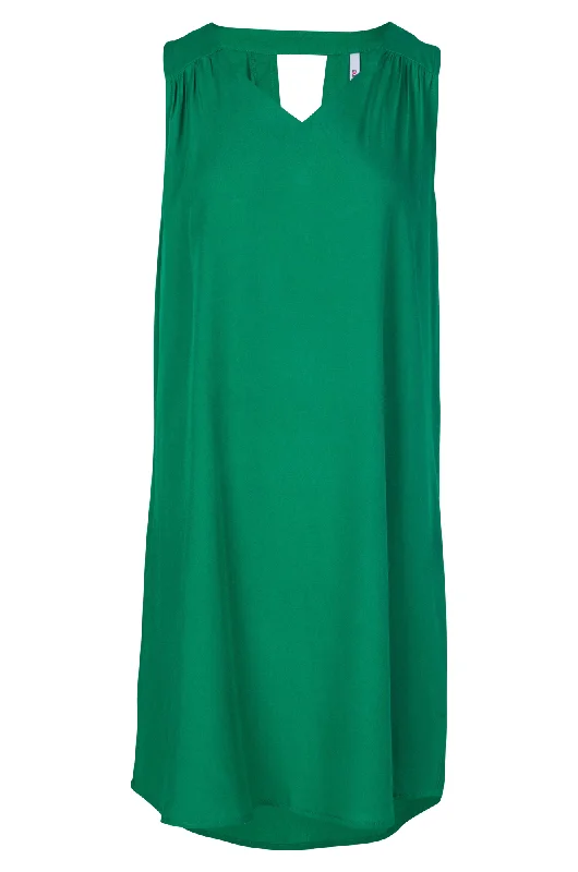 V neck Short Dress with hi low hem | GREEN | 3316A1